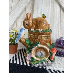 Adorable Ceramic Bunny Trinket Box